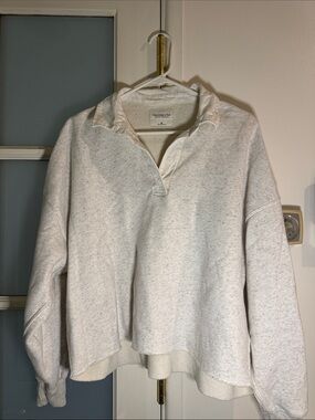 Abercrombie & Fitch Heather Light Gray Collared Pullover